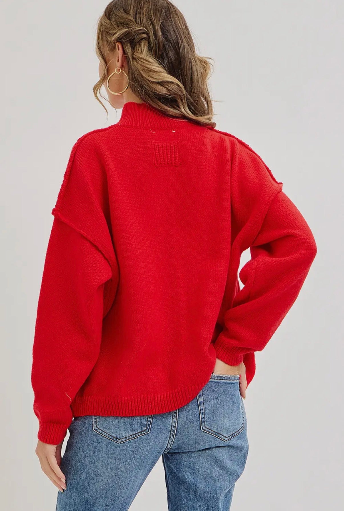 Red Sweater Knit Cardigan
