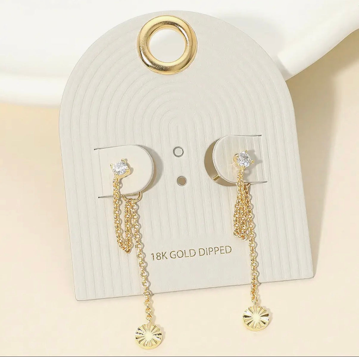 Disk Drop Chain Earrings