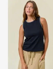 Stitched Black Tank Top