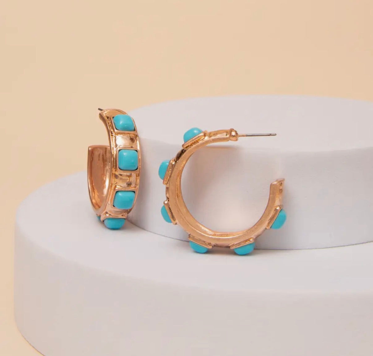 Turquoise Bead Hoop Earring