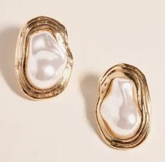 Pearl and Gold Statement Earrings