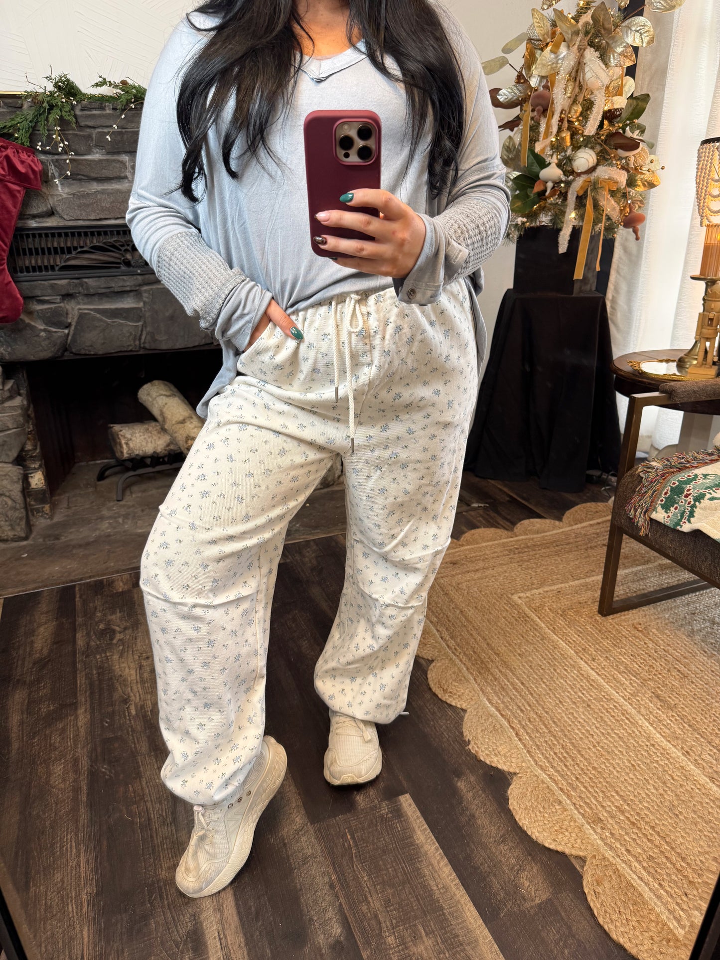 Floral Printed Parachute Pants