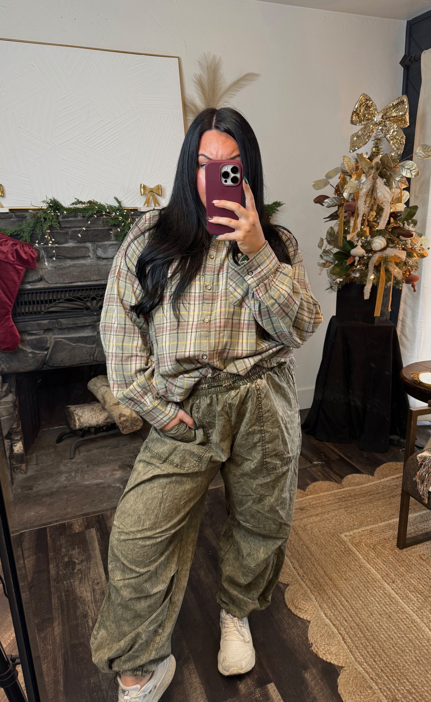 Wide Leg Washed Parachute Pants