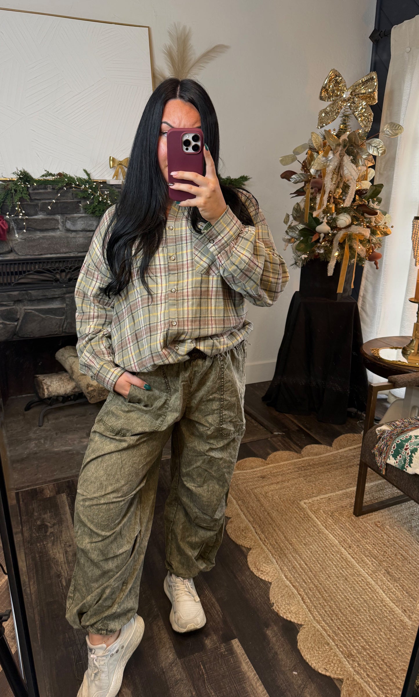 Wide Leg Washed Parachute Pants