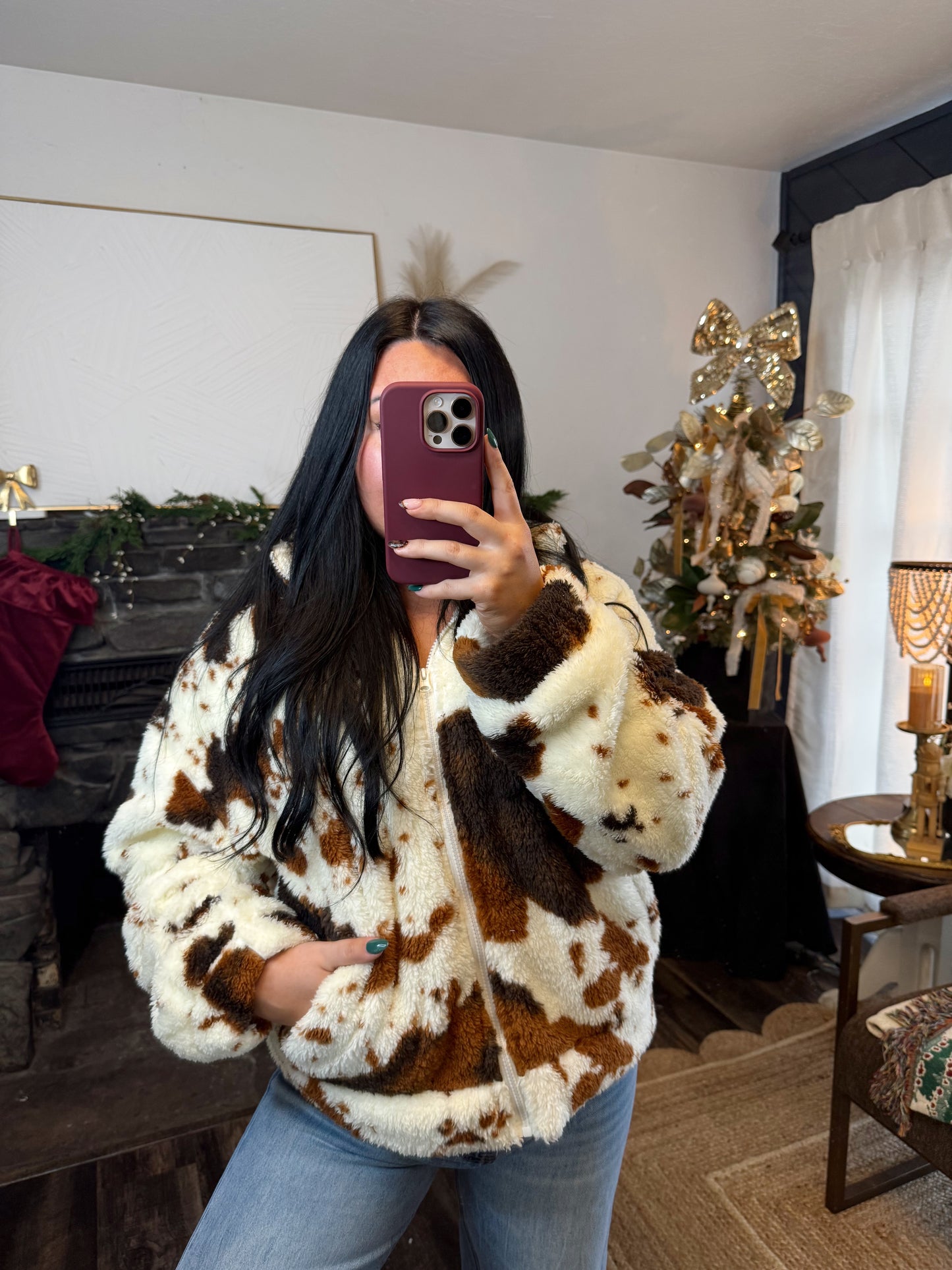 Animal Print Sherpa Jacket