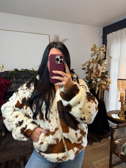 Animal Print Sherpa Jacket