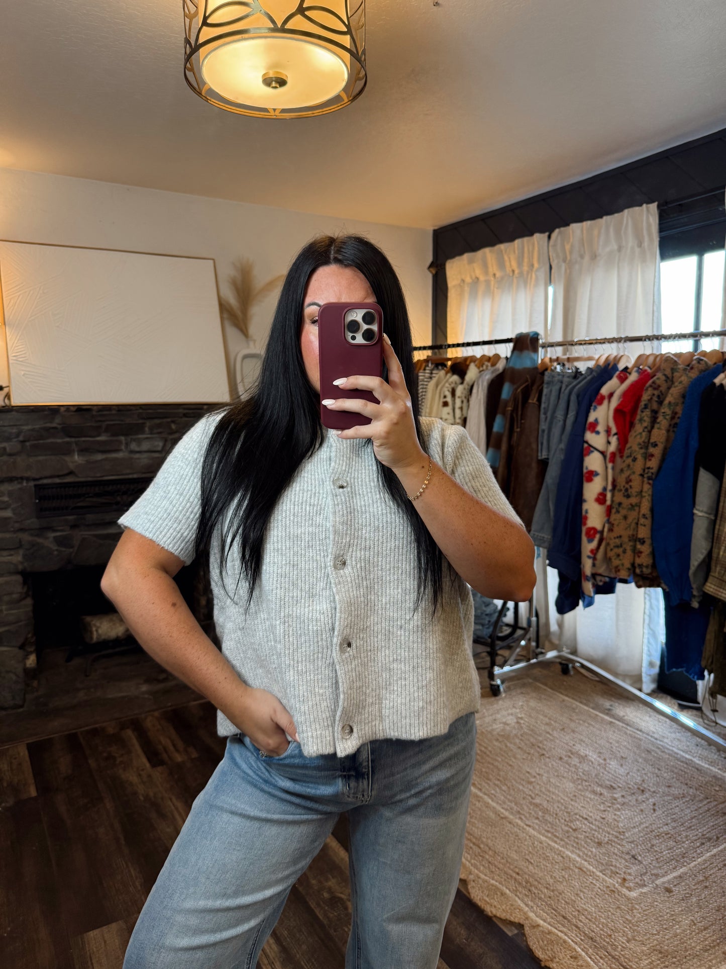 Short Sleeve Button Cardigan