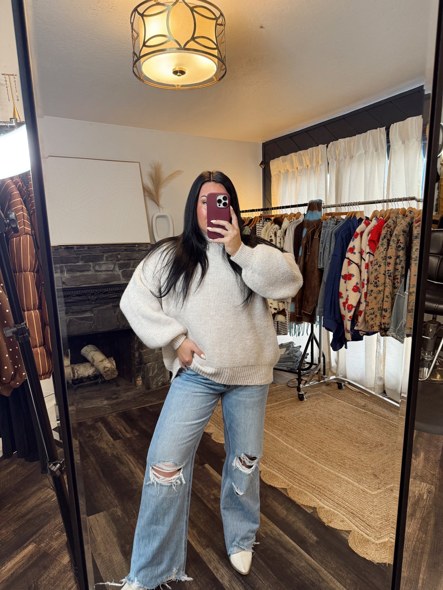 Oat Milk Turtle Neck Sweater