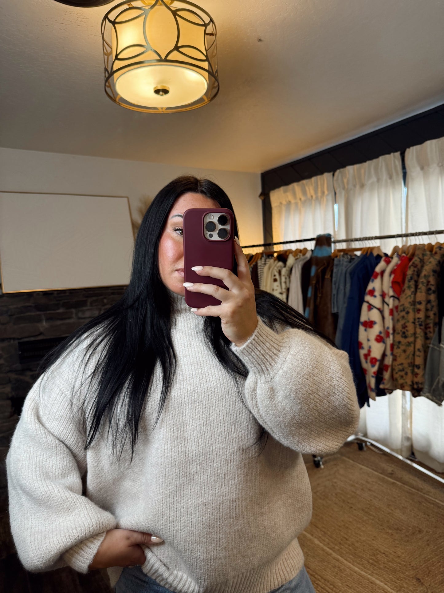 Oat Milk Turtle Neck Sweater