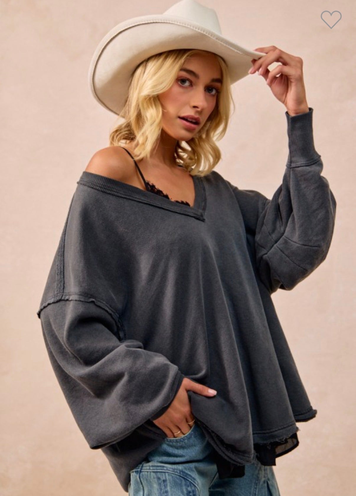 Mineral Washed French Terry Oversized Sweatshirt