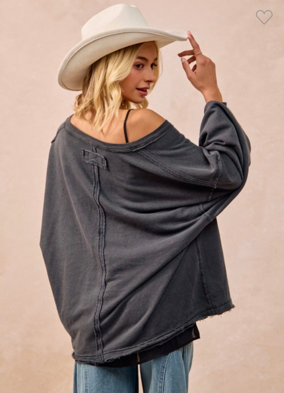 Mineral Washed French Terry Oversized Sweatshirt