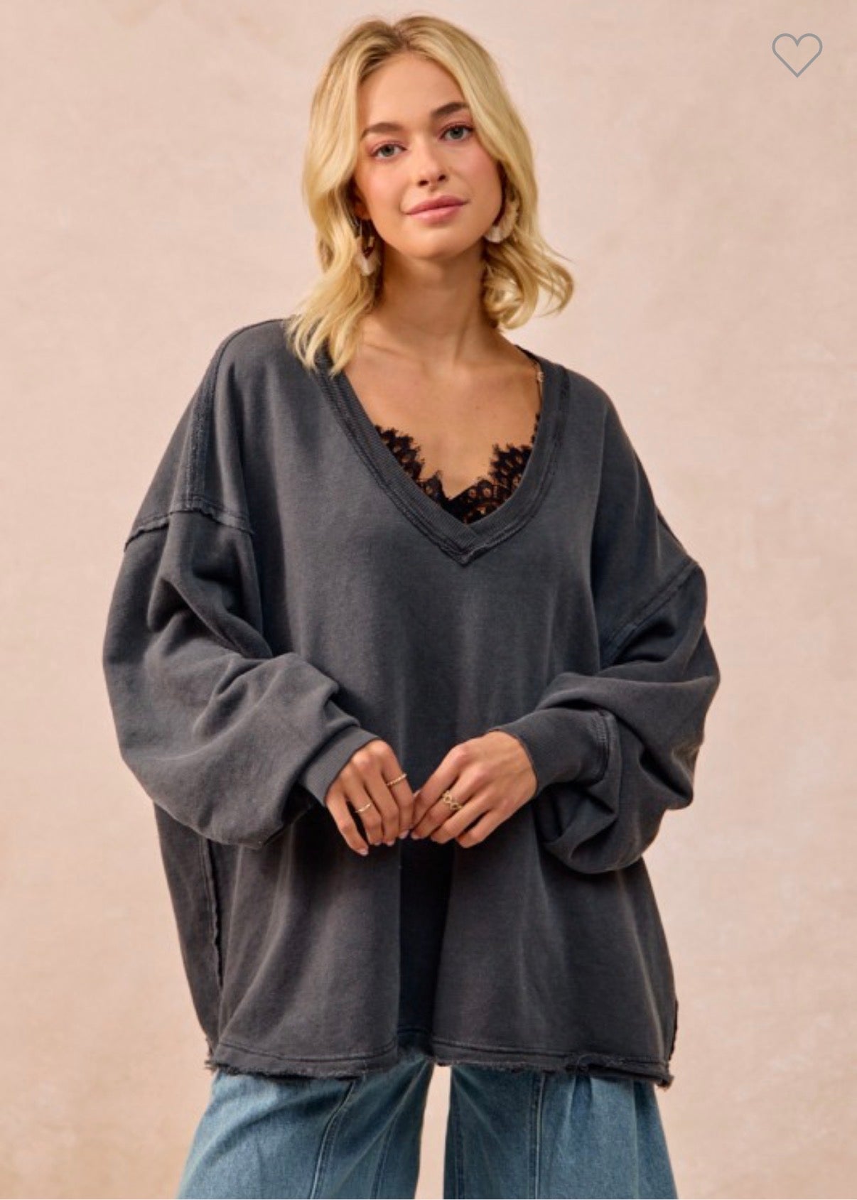 Mineral Washed French Terry Oversized Sweatshirt