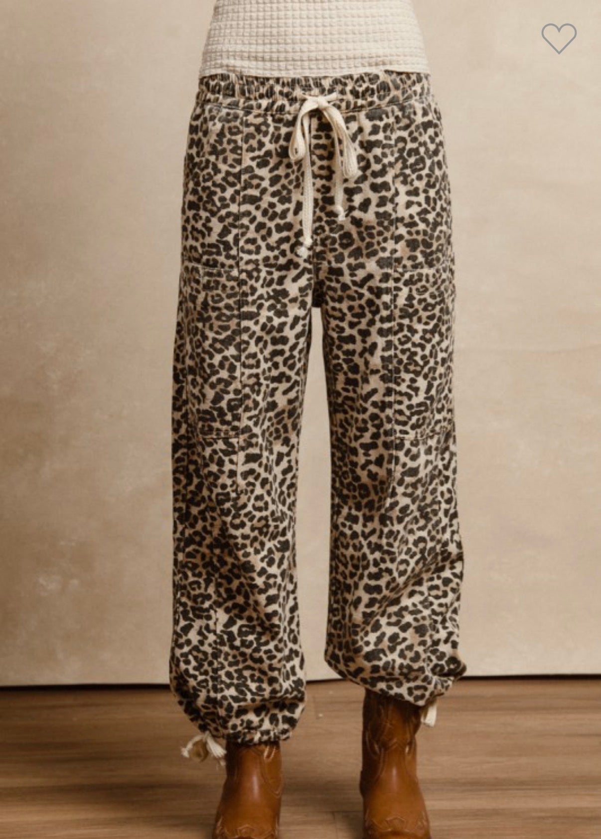 Leopard Print Drawstring Pants