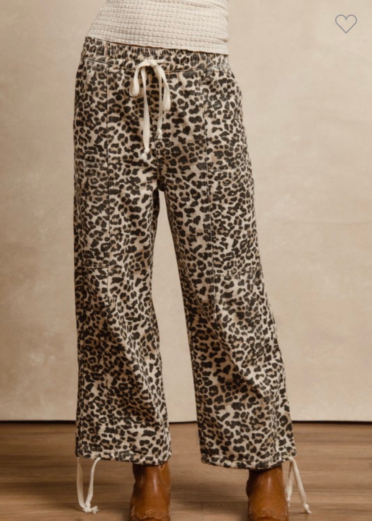 Leopard Print Drawstring Pants
