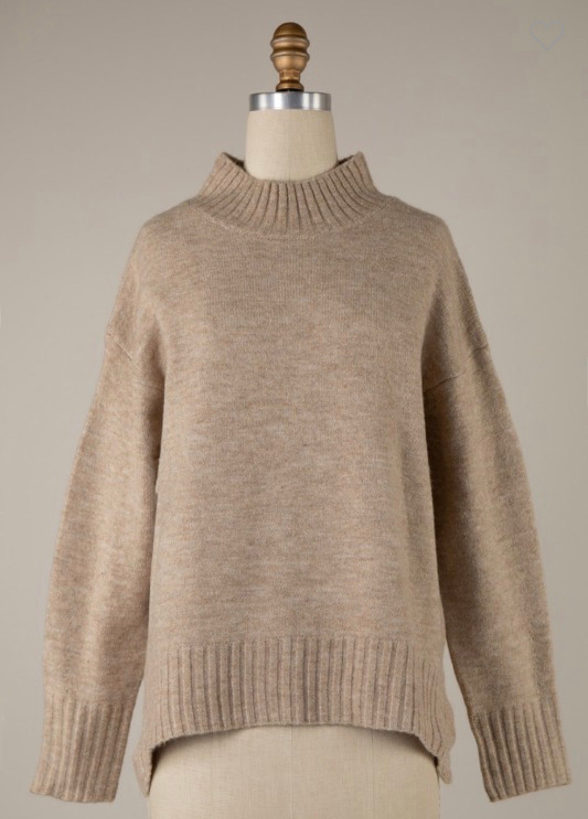Ribbed Trim Mock Neck Sweater