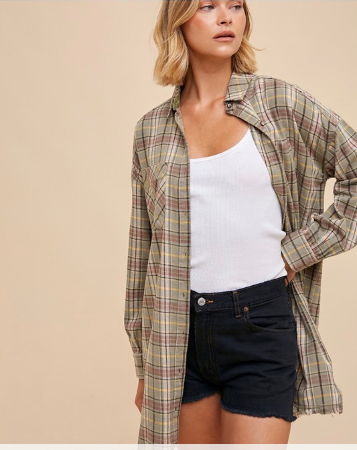 Button Up Plaid Shirt Dress