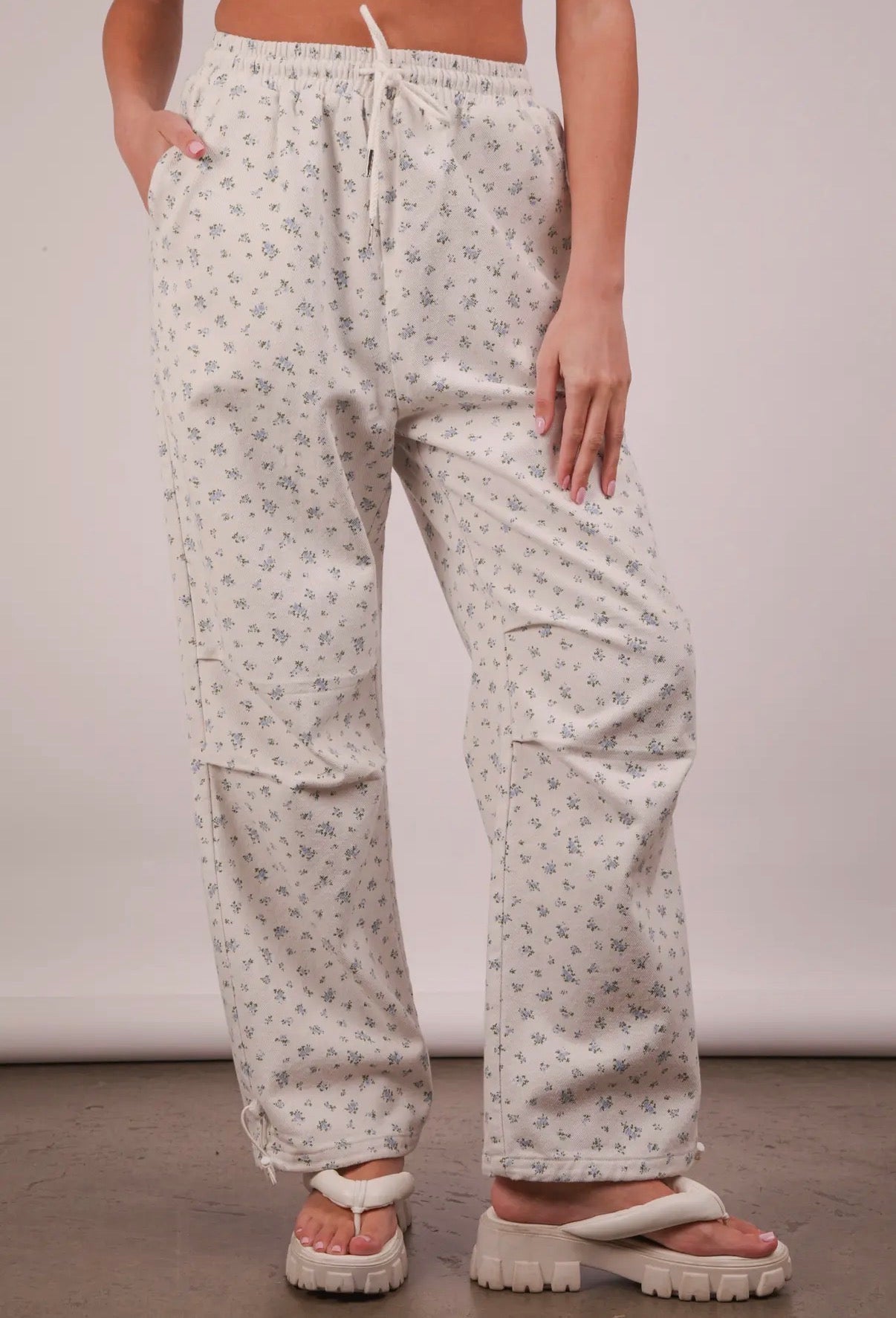 Floral Printed Parachute Pants