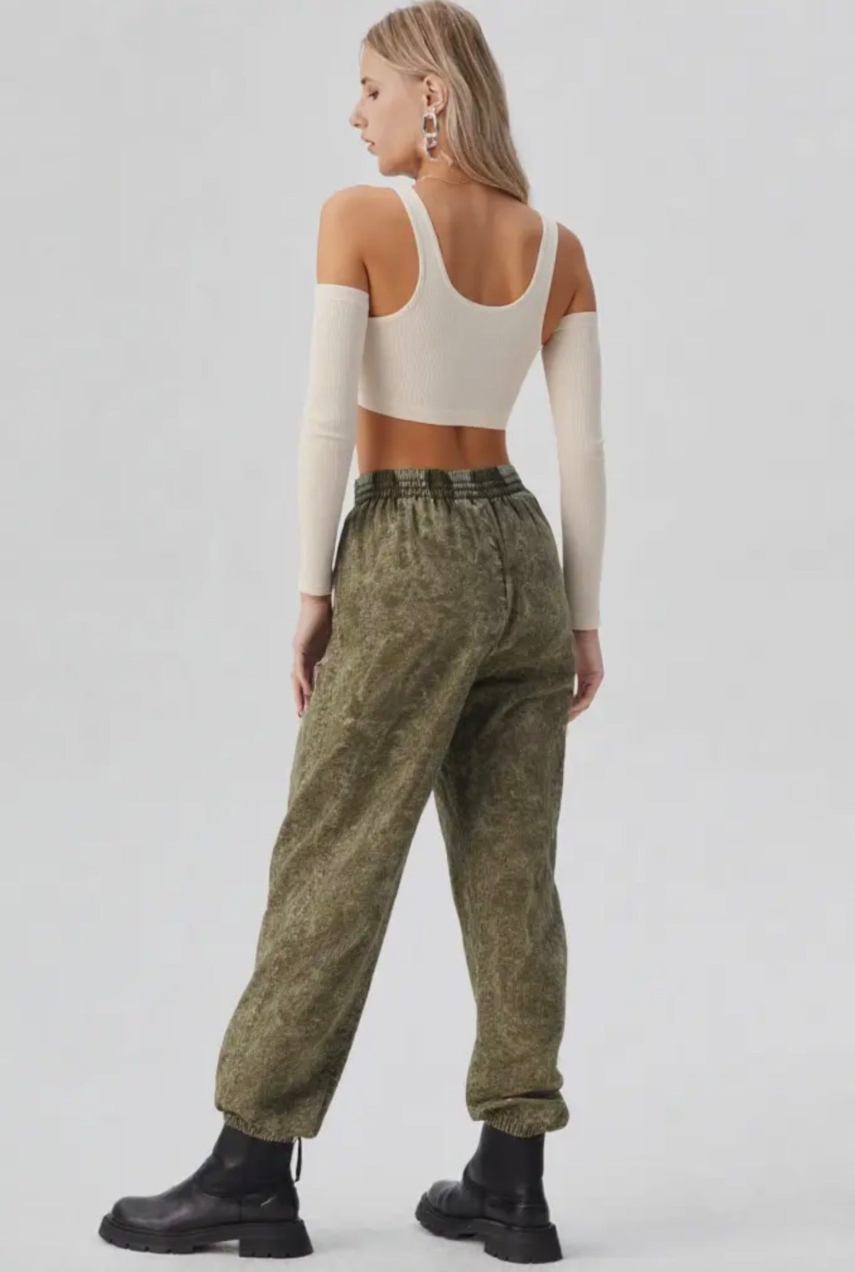 Wide Leg Washed Parachute Pants