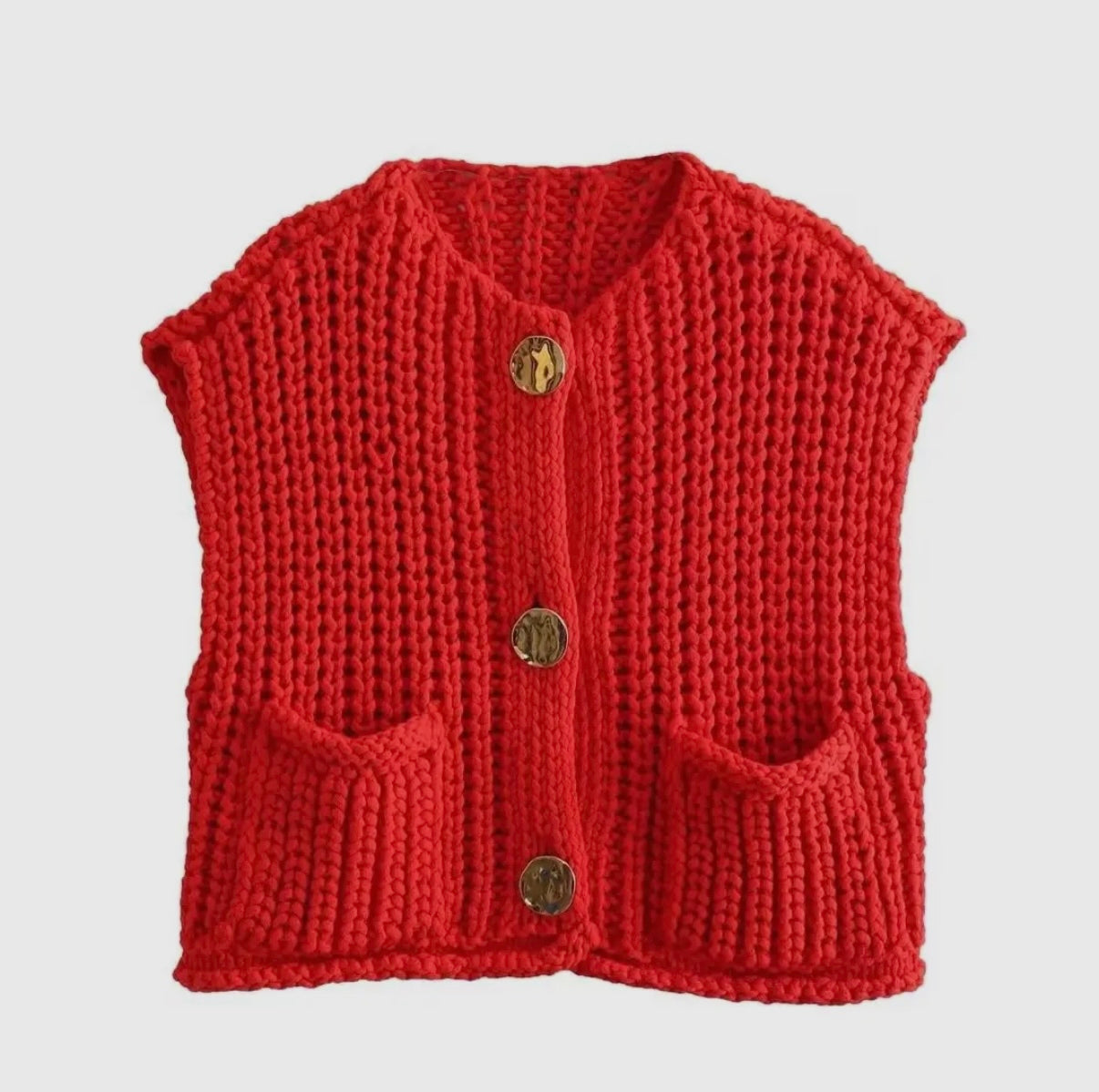 Red Knitted Sweater Vest