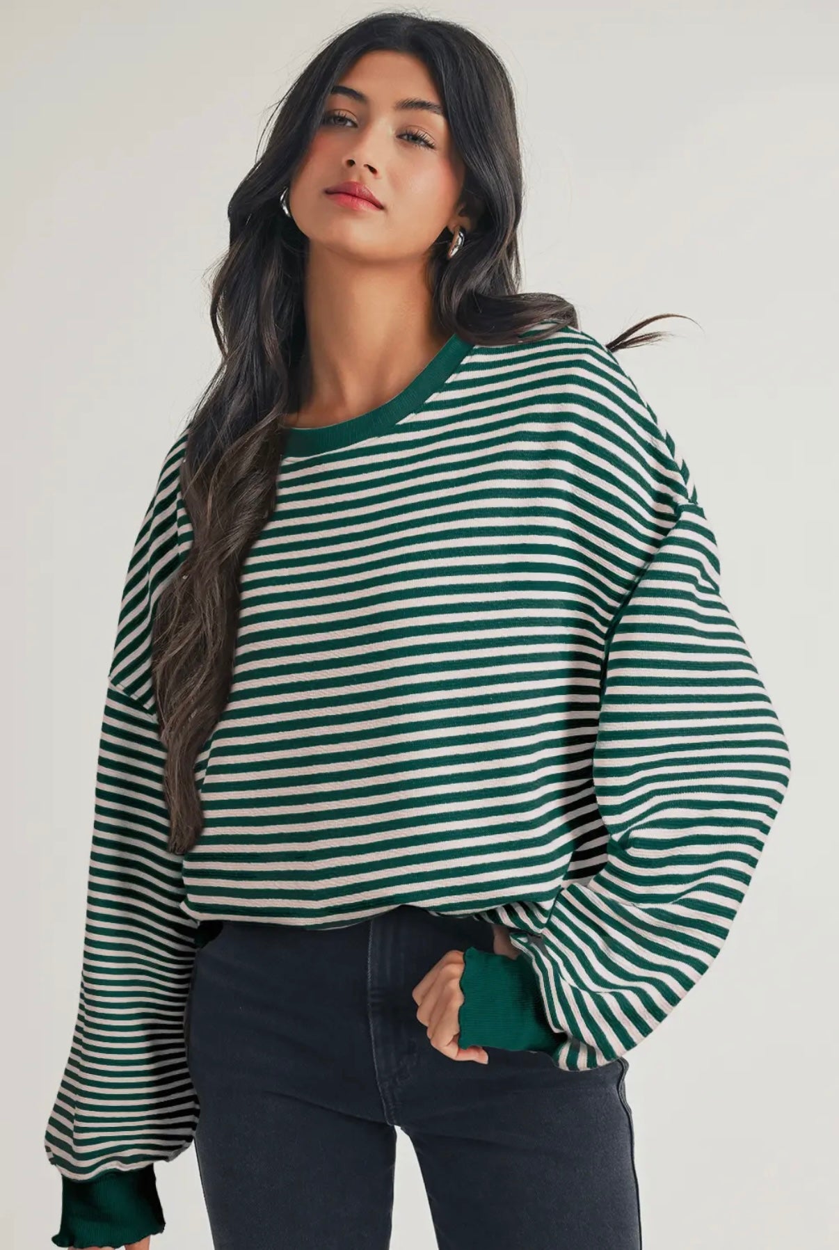 Emerald Stripe Long Sleeve Top