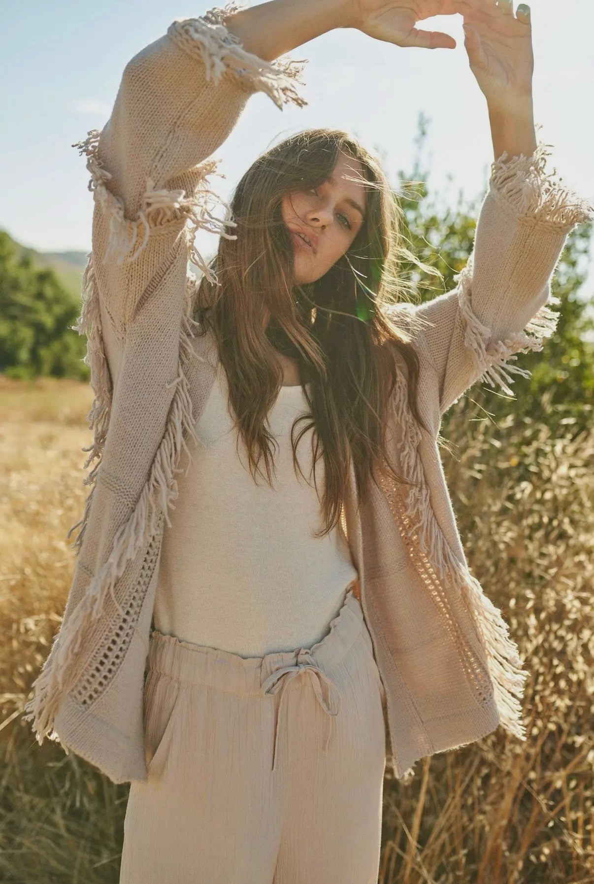 Tan Fringe Cardigan