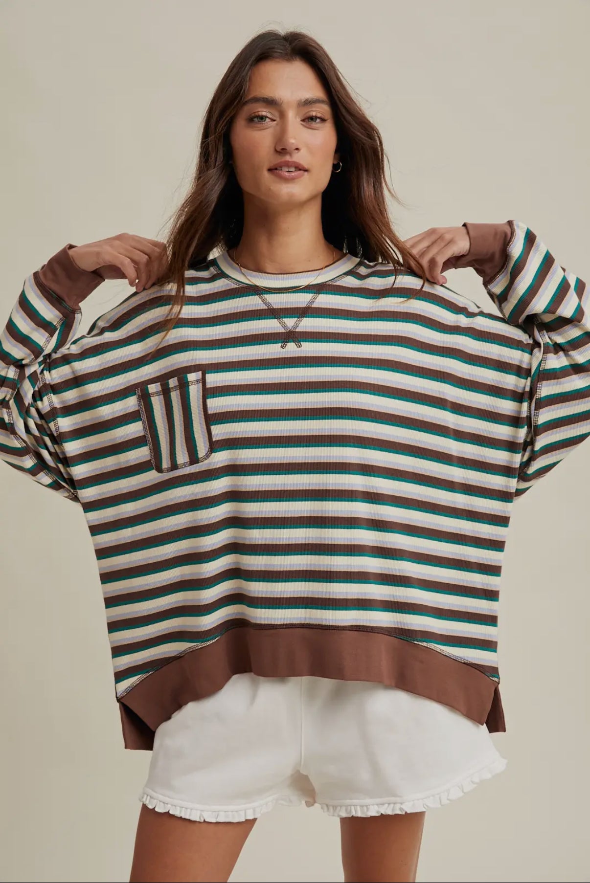 Multi-Stripe Contrast Knit Top