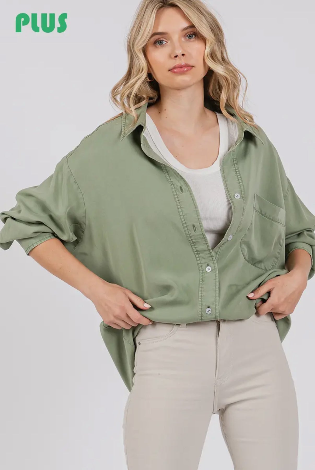 Sage Button Up Collar Shirt