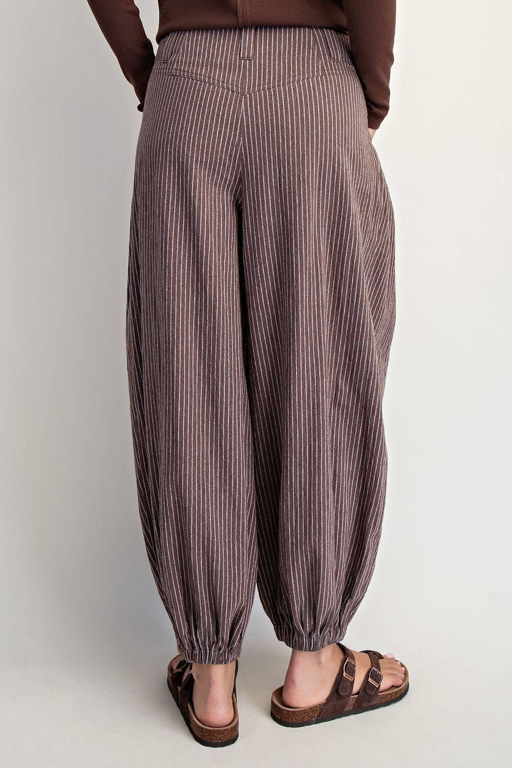 PULL ON STRIPE WIDE LEG PANTS