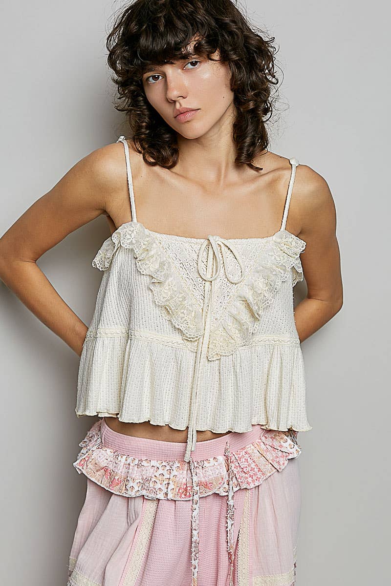 Romantic Lace Ruffle Tiered Cami Top