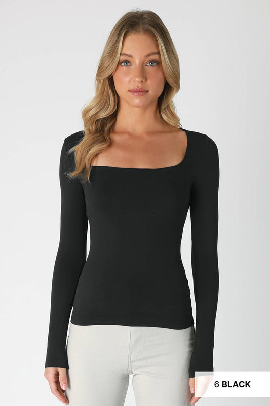Square Neck Seamless Long Sleeve