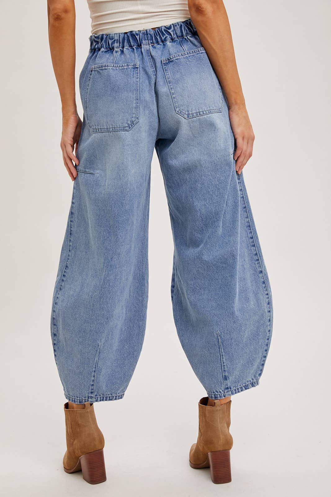DENIM DRAWSTRINGS BARREL JEANS