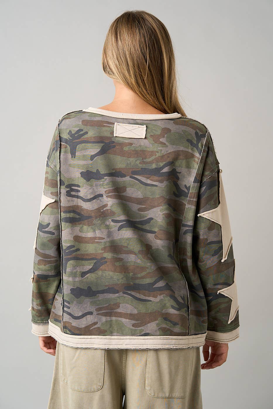 Camo Star Patch Long Sleeve Top