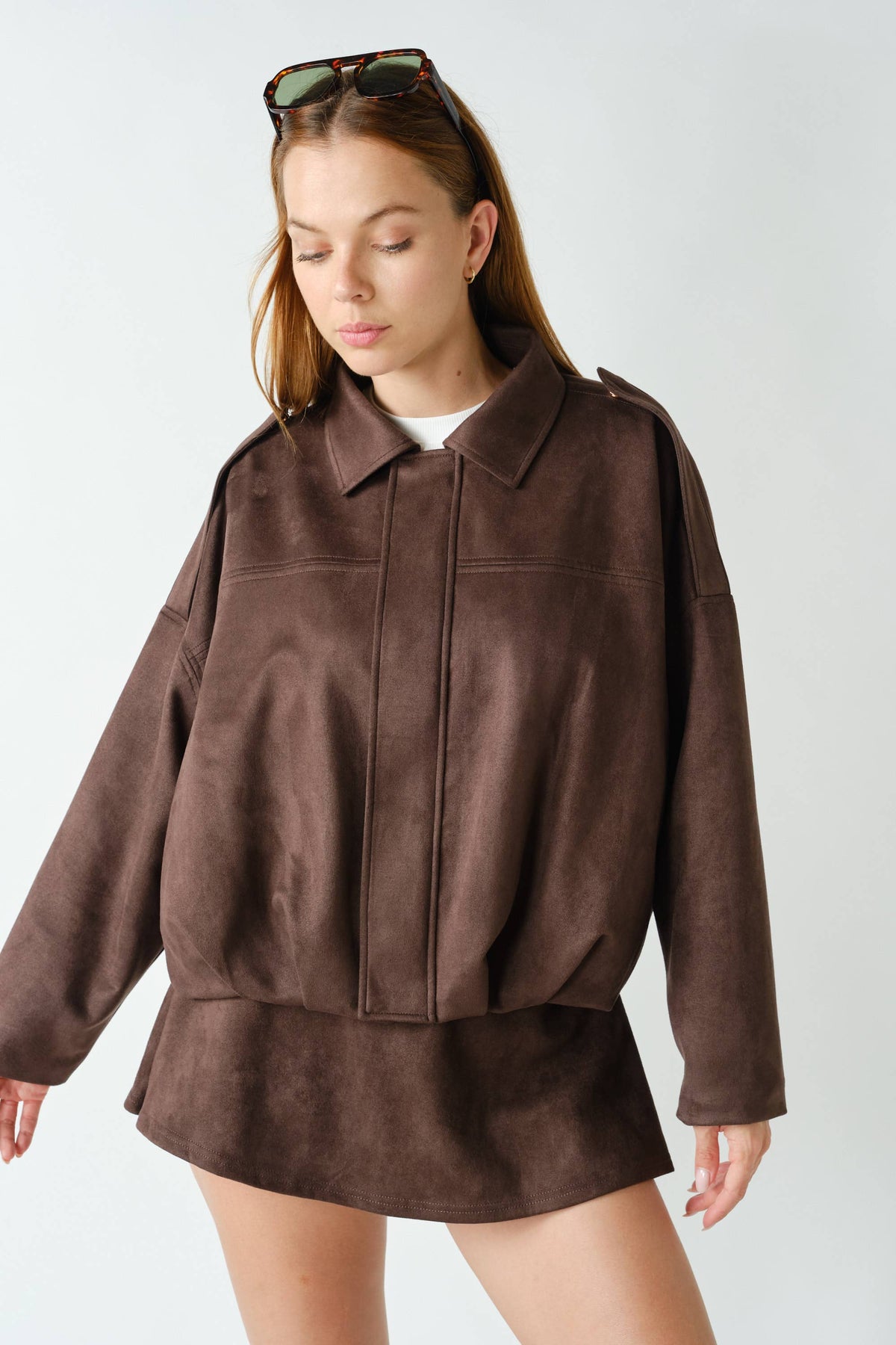 MOJAVE SUEDE-FINISH ZIP-FRONT JACKET