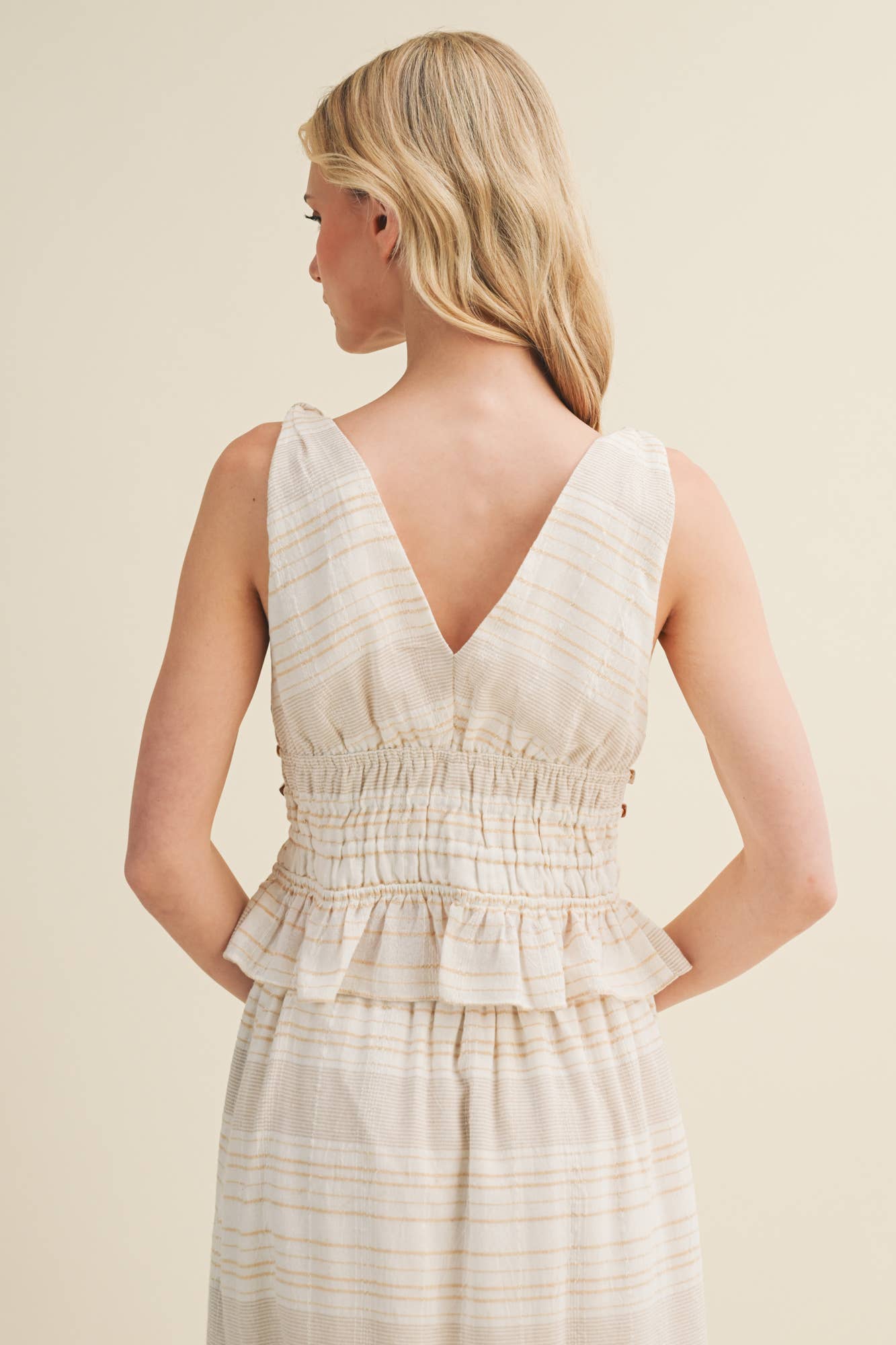 Twisted Strap Shirred Tiered Top