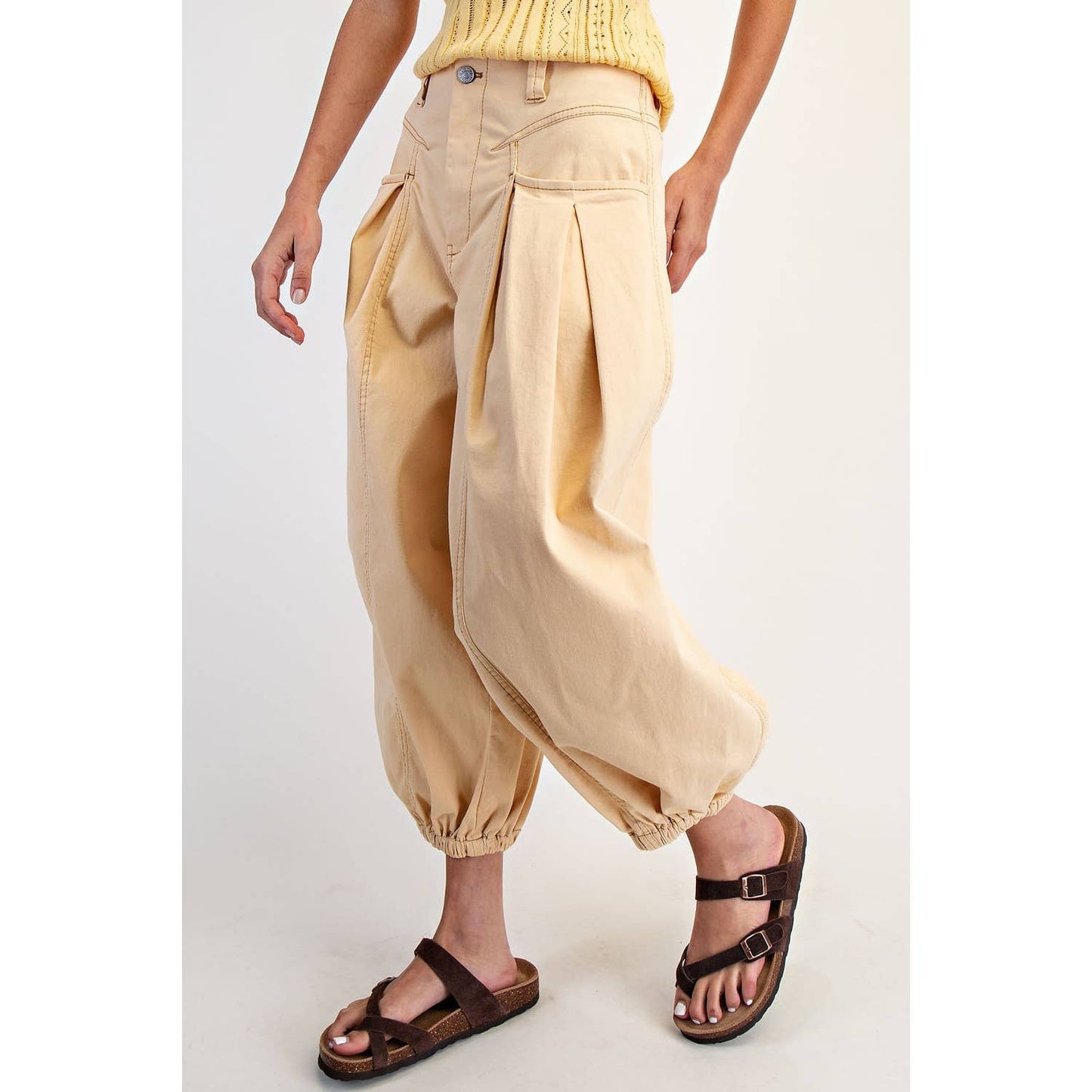 PULL ON WIDE LEG PANTS buttercream