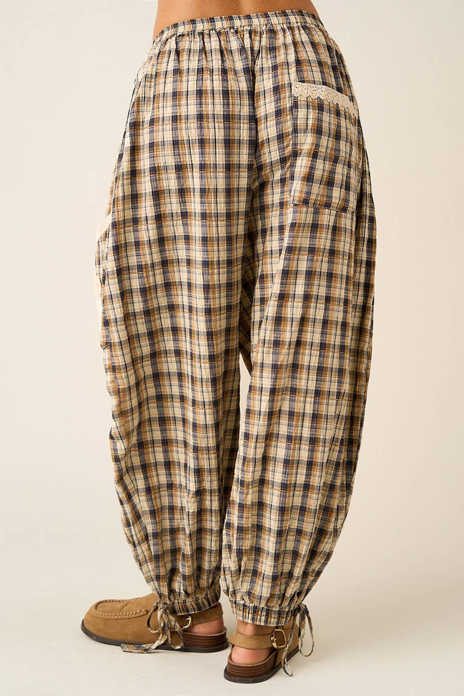 Plaid Patched Balloon Pants