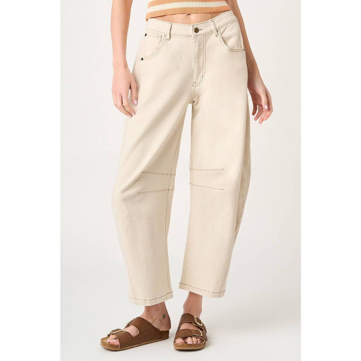 Cream Dream Barrel Jeans