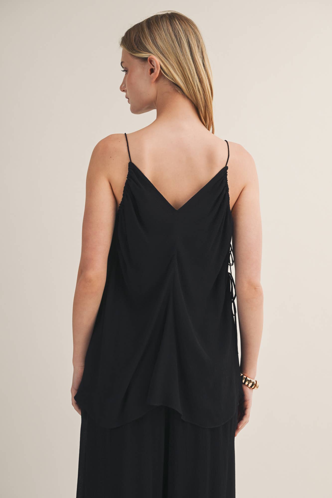 Draped V-Neck Adjustable Side-Tie Cami