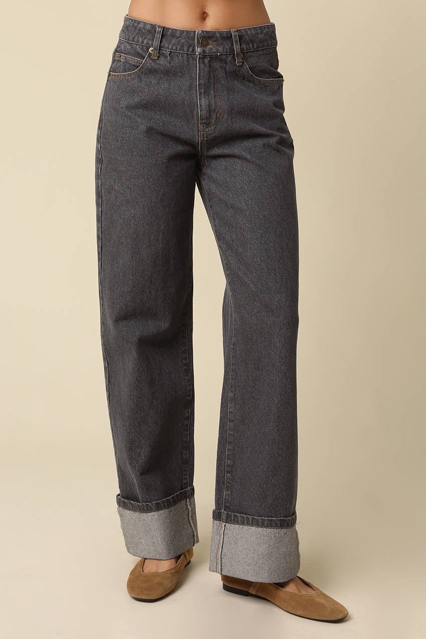 Wren Cuffed Wide Leg Jeans