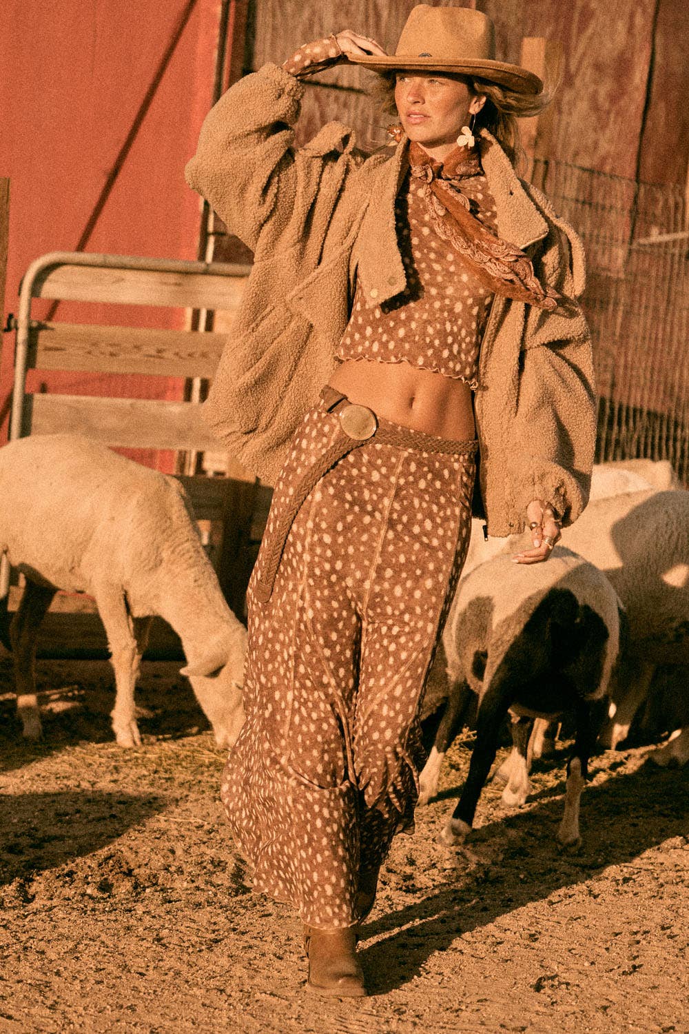 Fawn Polka Dot Mesh Maxi Skirt