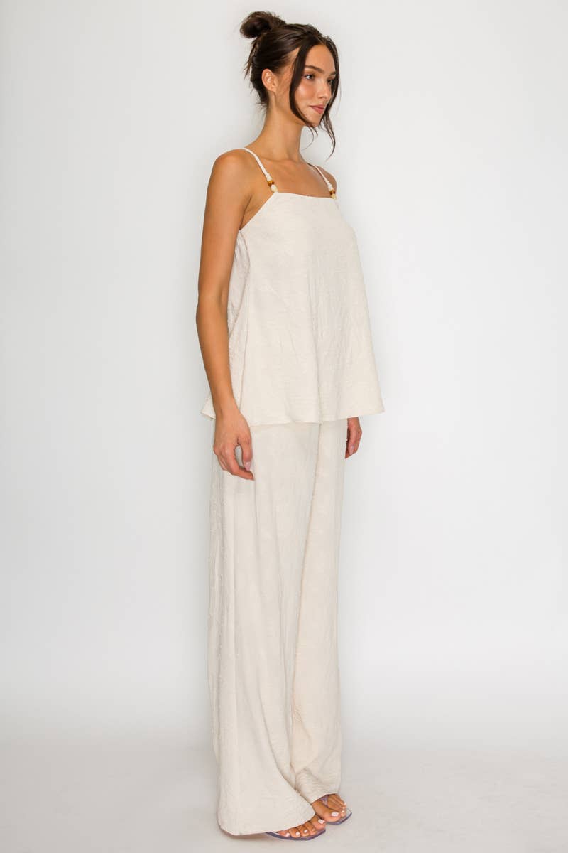 Jacquard Floral Wide Leg Pants