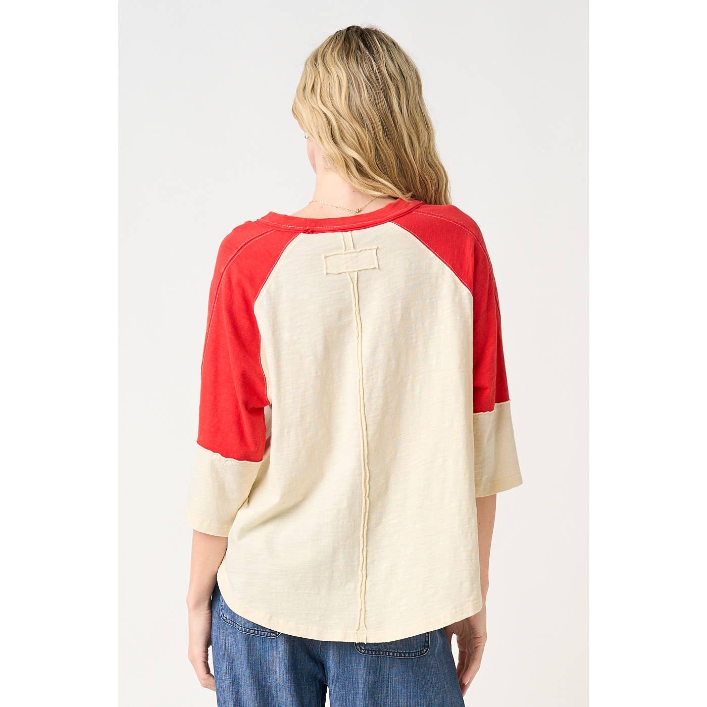USA STAR PATCH MINERAL WASHED COLOR BLOCK TOP