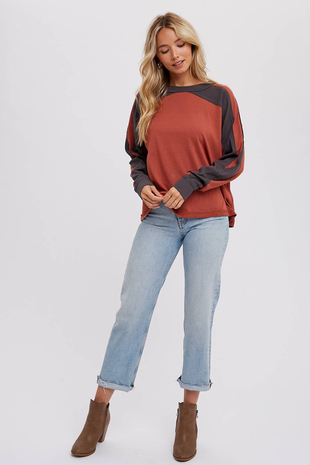 DOLMAN SLEEVED CONTRAST TOP