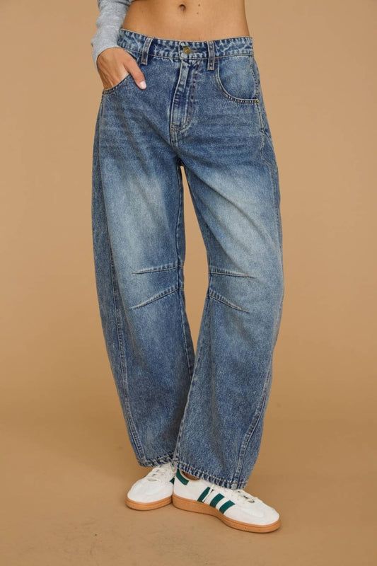 Washed Barrel Denim Jeans