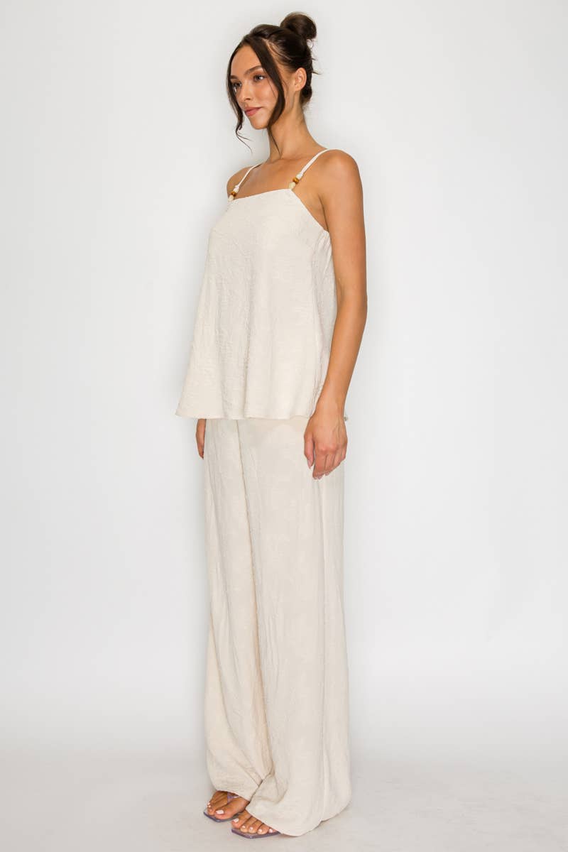 Jacquard Floral Wide Leg Pants