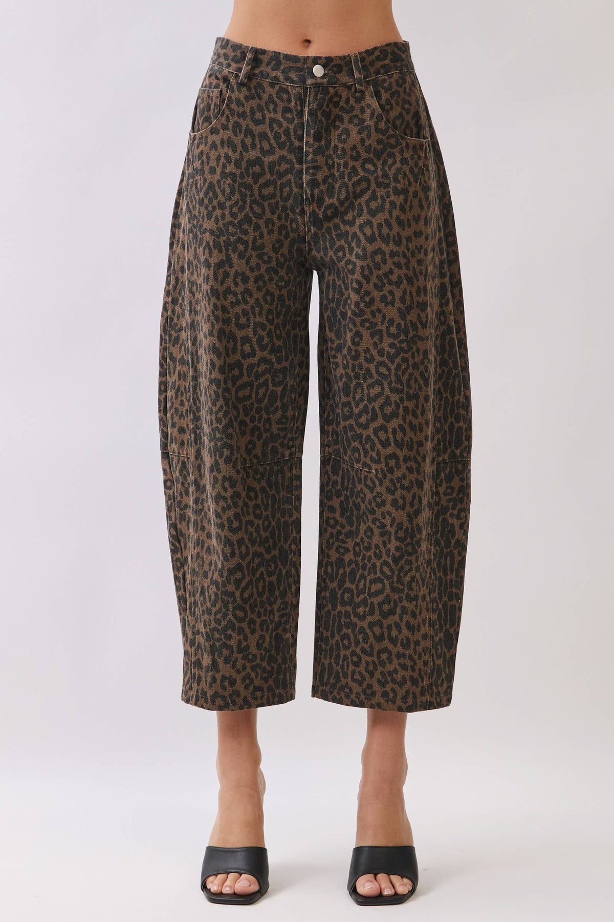 Leopard Print Barrel Leg Pants