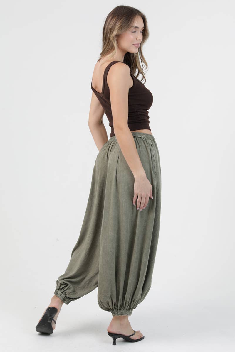 Green Washed Balloon Pants
