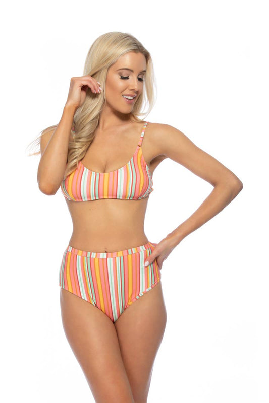 STRIPED BANDEAU BIKINI TOP