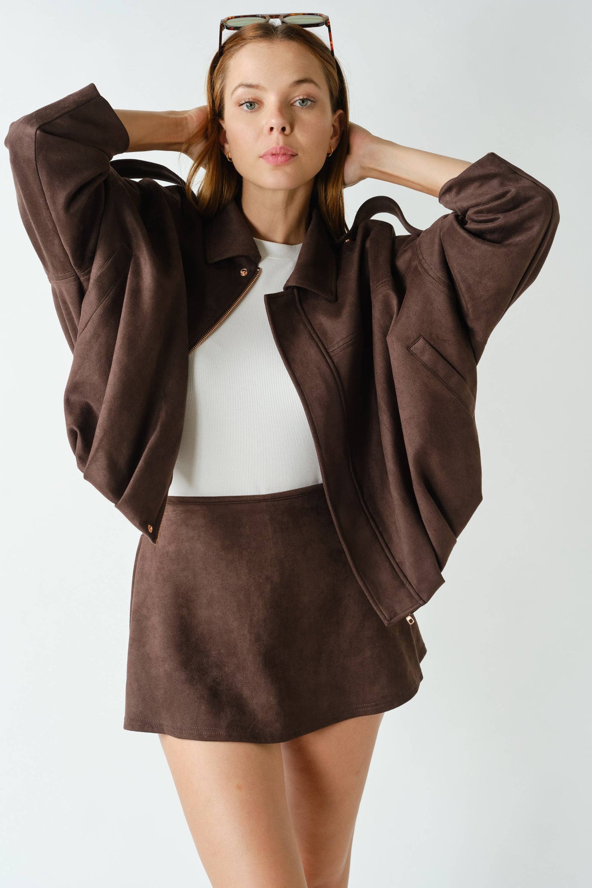 MOJAVE SUEDE-FINISH ZIP-FRONT JACKET