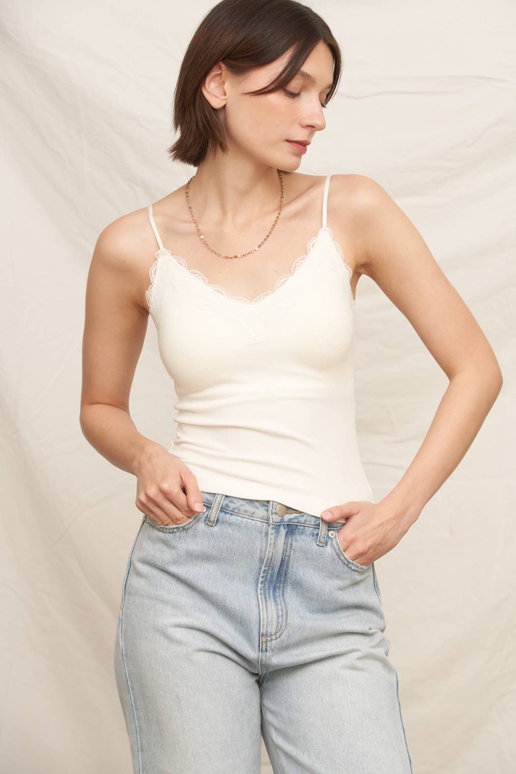 Lace Cami Top with Built-in Bra